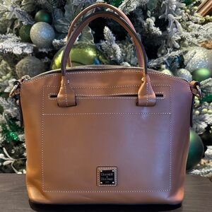 Dooney & Bourke Brown Leather Satchel/Shoulder Bag with removable strap.
